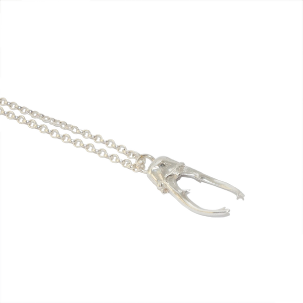 Sterling Silver Stag Beetle Head and Jaw Pendant - Polished