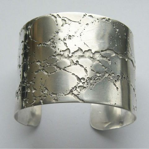 Sterling Silver Cuff Bangle Etched Crevice 4mm Bangle, Cuff, Erode, Sterling Silver