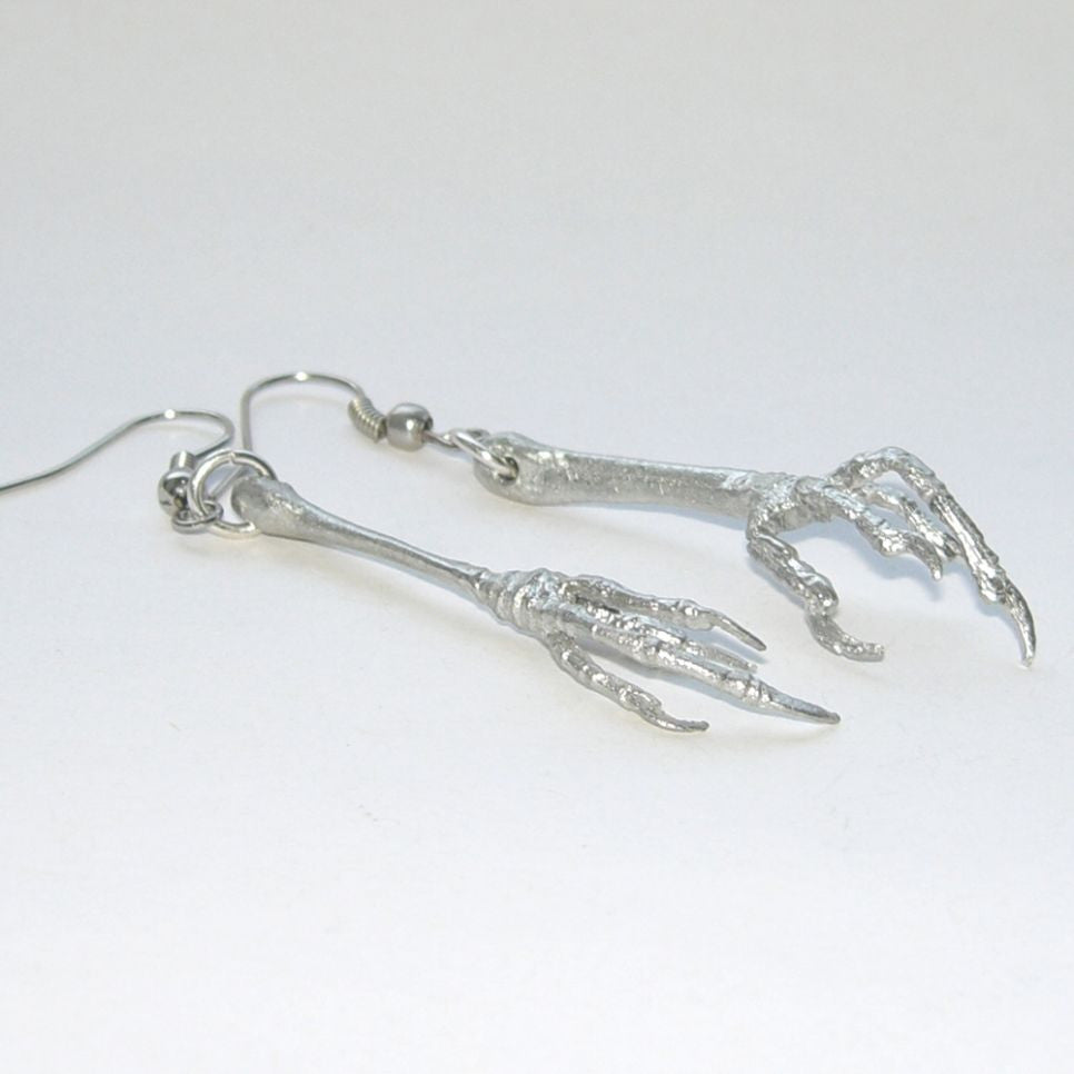 Sterling Silver Robin Bird Claw Earrings Hook Bird, Claw, Earring, Earrings, Immortal, Sterling Silver