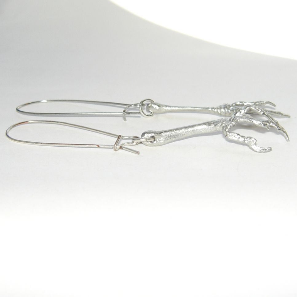 Sterling Silver Robin Bird Claw Earrings Long Bird, Claw, Earring, Earrings, Immortal, Sterling Silver