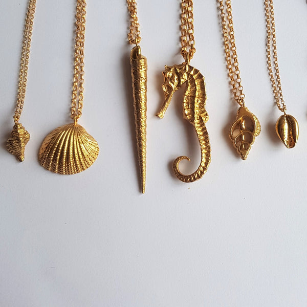 Cowrie Shell Pendant, Sterling Silver