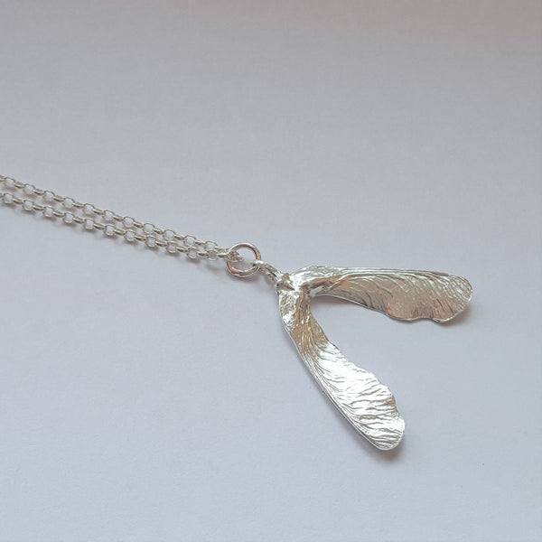 Sterling Silver Sycamore Leaf Pod Pendant