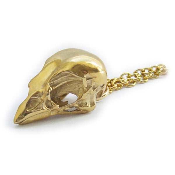 Gold Vermeil Sparrow Bird Skull Pendant