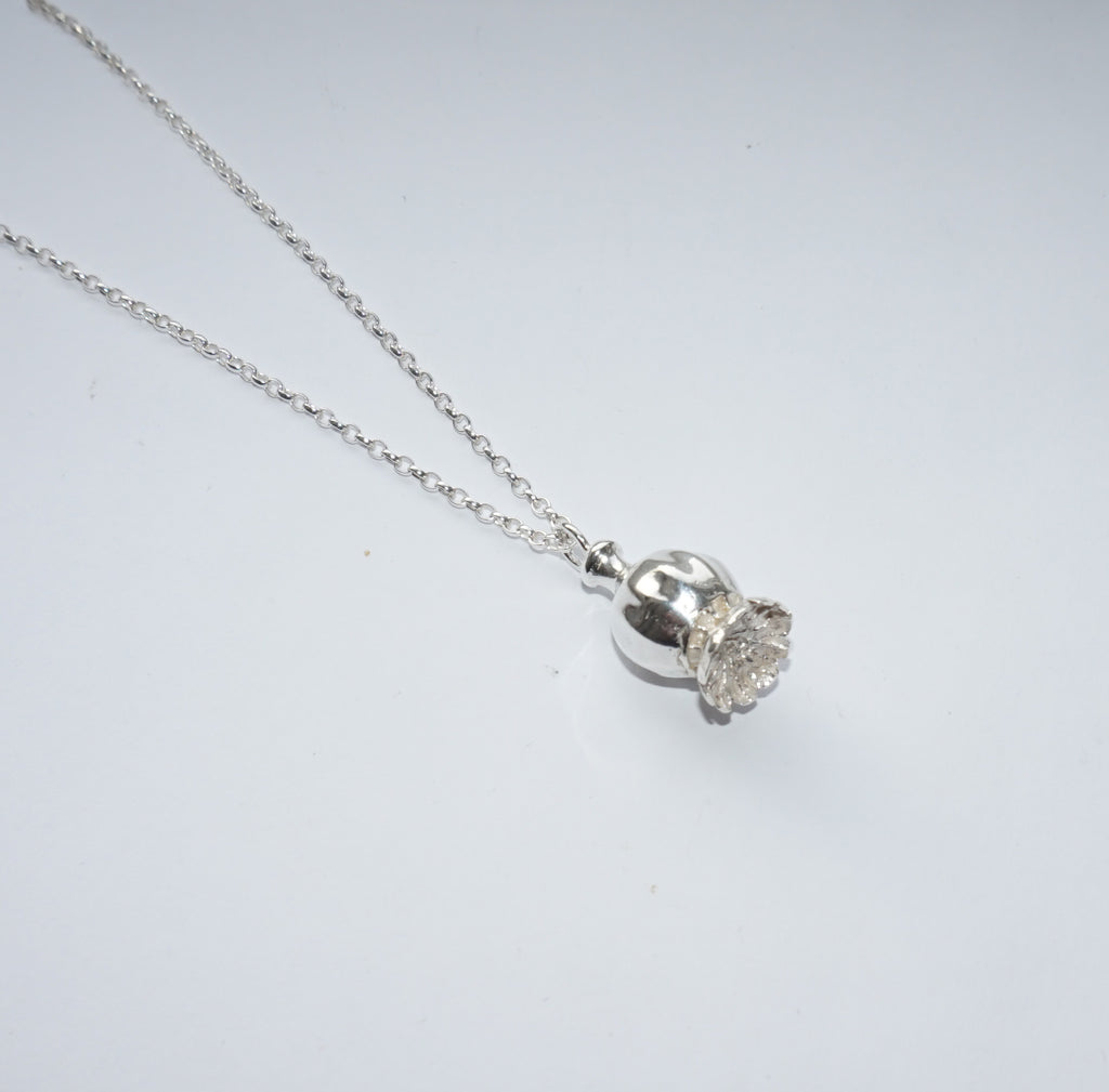 Sterling Silver Poppy Pod Pendant, Necklace