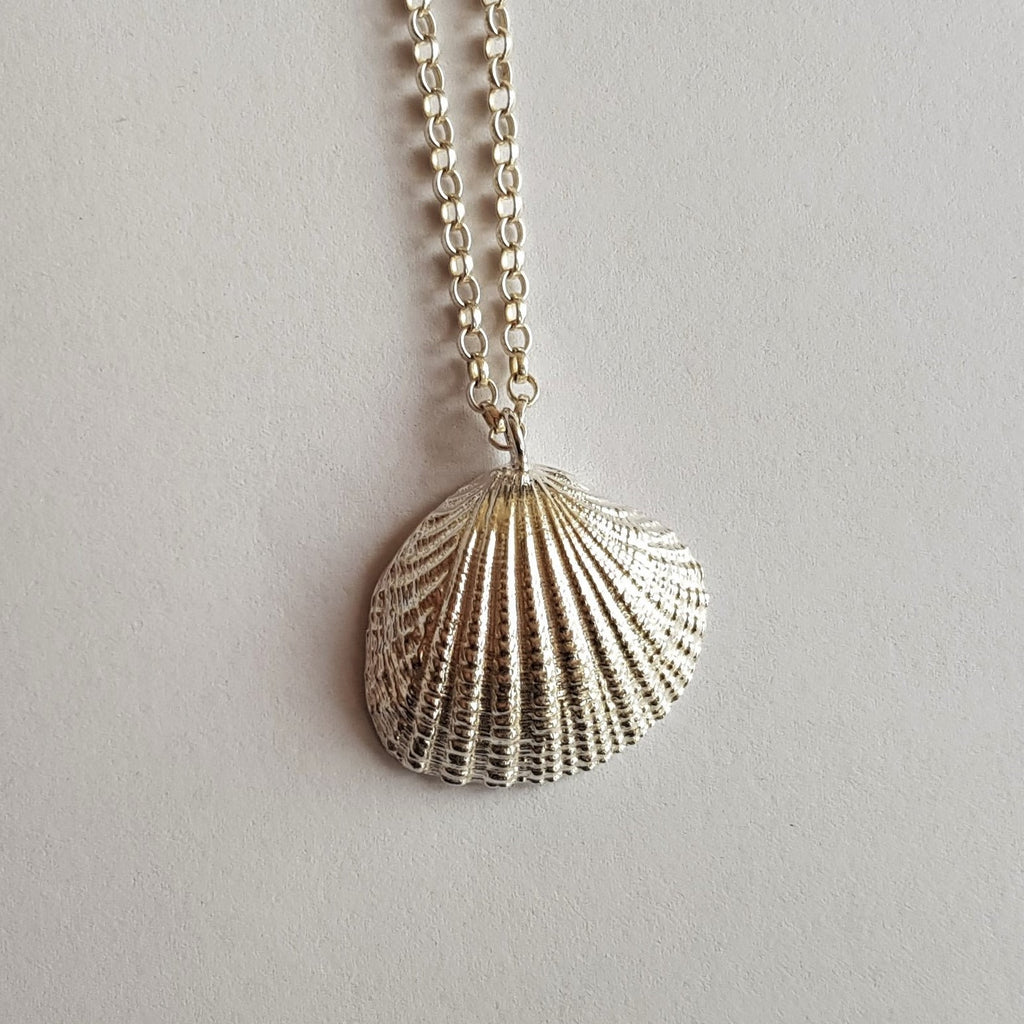 Sterling Silver Cockle Shell Pendant, Necklace