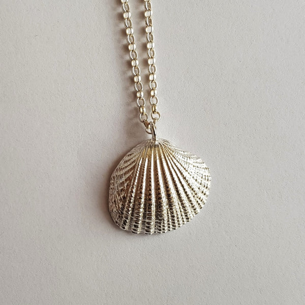 Sterling Silver Cockle Shell Pendant, Necklace