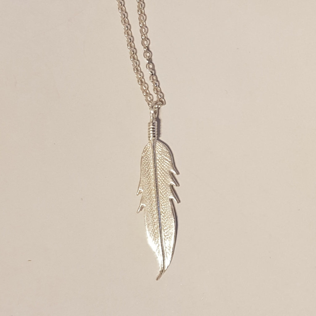 Sterling Silver Feather Pendant Medium