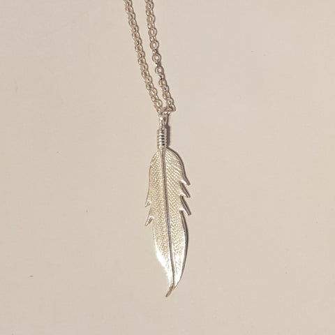 Sterling Silver Feather Pendant Medium