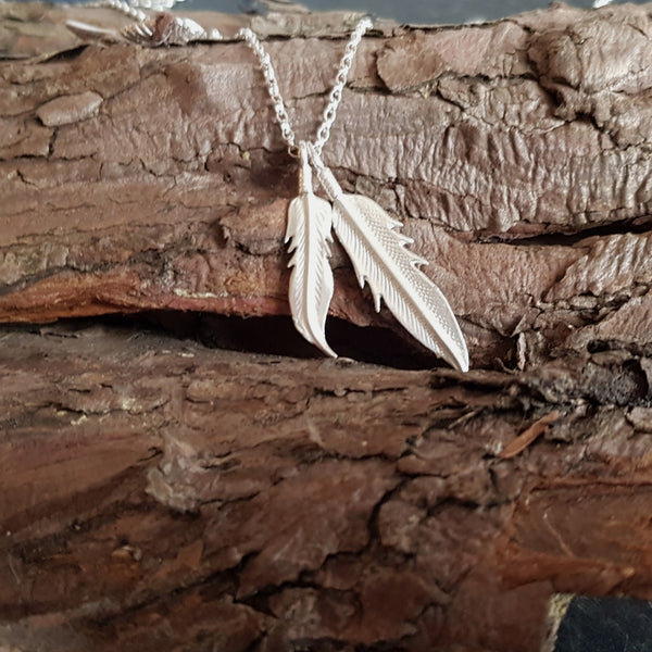 Sterling Silver Feather Pendant Medium