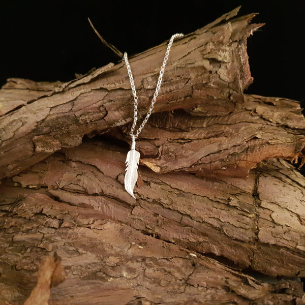 Sterling Silver Feather Pendant Small