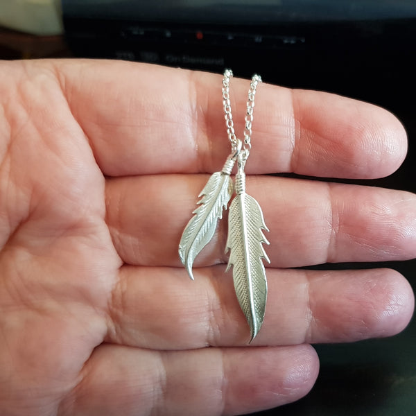 Sterling Silver Feather Pendant Medium
