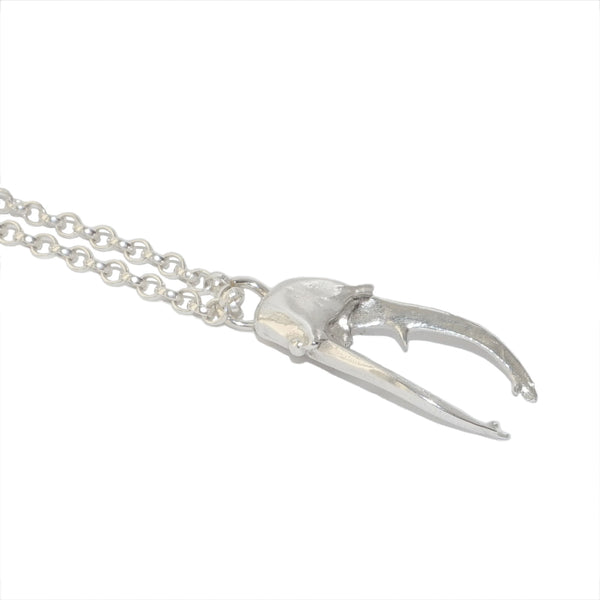 Sterling Silver Stag Beetle Head and Jaw Pendant - Polished