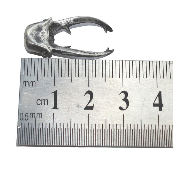 Sterling Silver Stag Beetle Head and Jaw Pendant - Oxidised