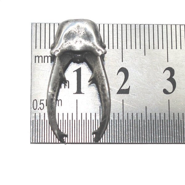 Sterling Silver Stag Beetle Head and Jaw Pendant - Oxidised