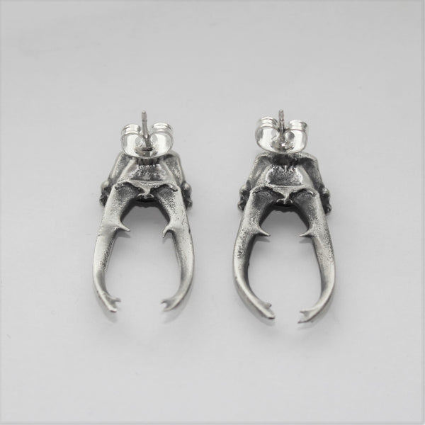 Sterling Silver Stag Beetle Earrings