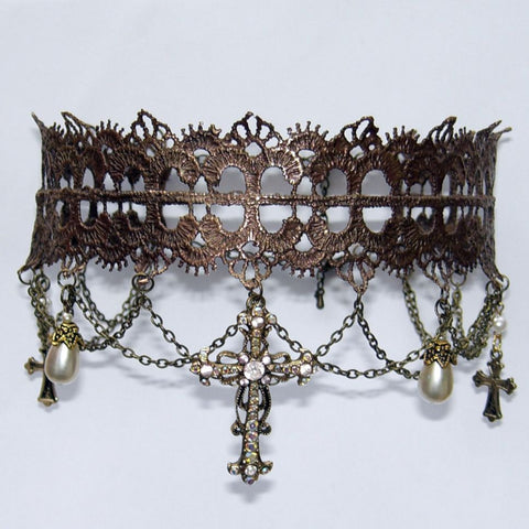 Bronze Metal Lace Choker Gothic Bronze, Choker, Lace