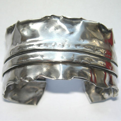 Sterling Silver Cuff Bangle Folded Surah 1 Bangle, Crush, Cuff, Fold Formed, Folded, Sterling Silver