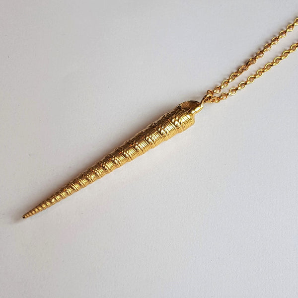 Gold Plate Vermeil Unicorn Horn Pendant, Necklace