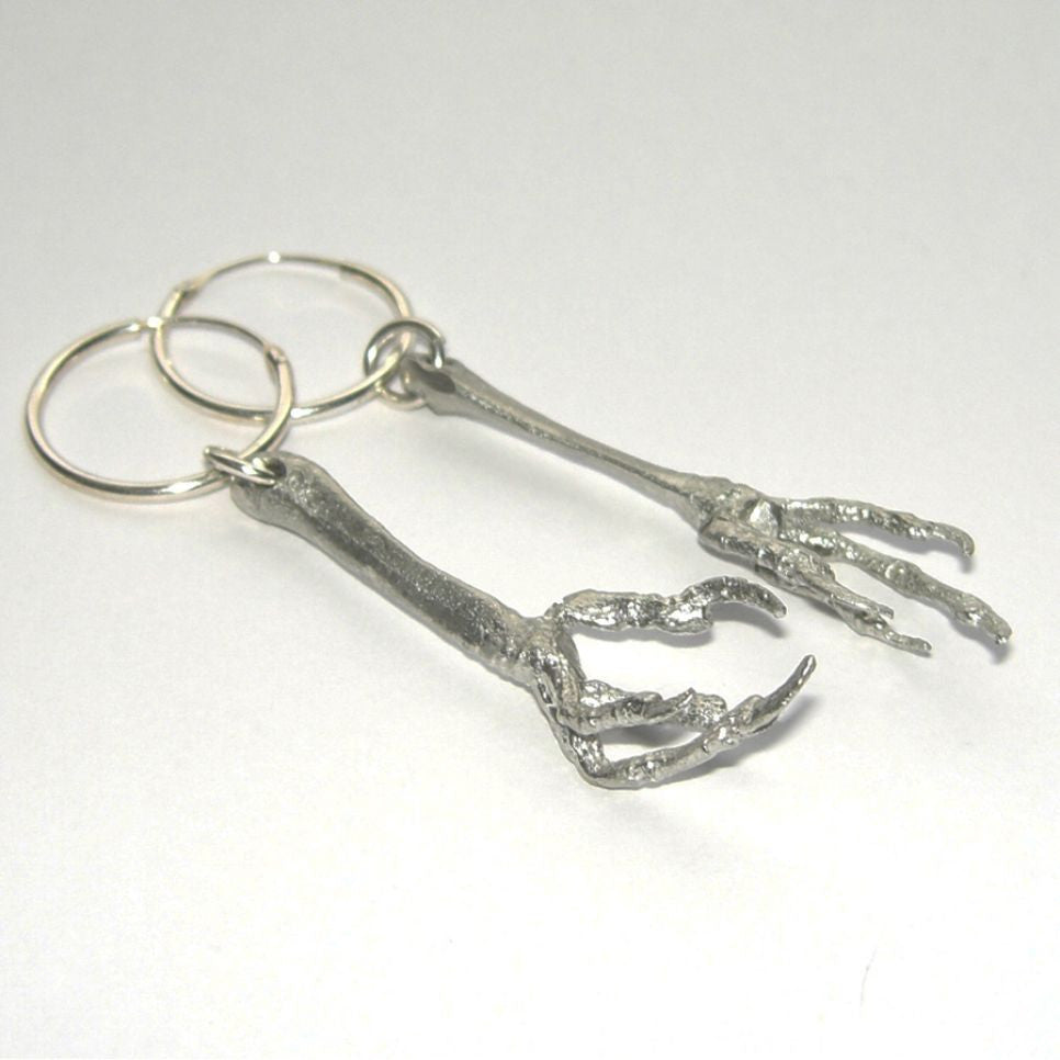 Sterling Silver Robin Bird Claw Earrings Hoop Bird, Claw, Earring, Earrings, Immortal, Sterling Silver