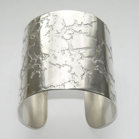 Sterling Silver Cuff Bangle Etched Crevice 6mm Bangle, Cuff, Erode, Sterling Silver