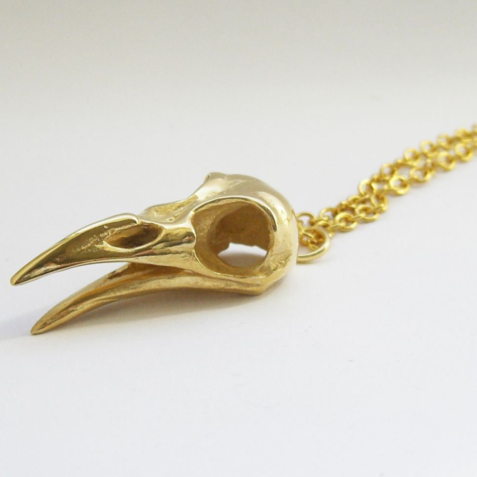 Gold Vermeil Bird Skull Pendant Open Beak Bird, Gold Vermeil, Immortal, Necklace, Necklaces, Pendant, Pendants, Skull