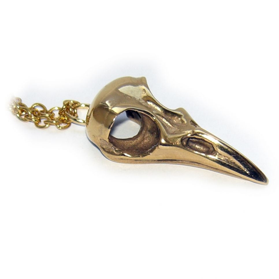 Gold Vermeil Bird Skull Pendant Closed Beak Bird, Gold Vermeil, Immortal, Necklace, Necklaces, Pendant, Pendants, Skull