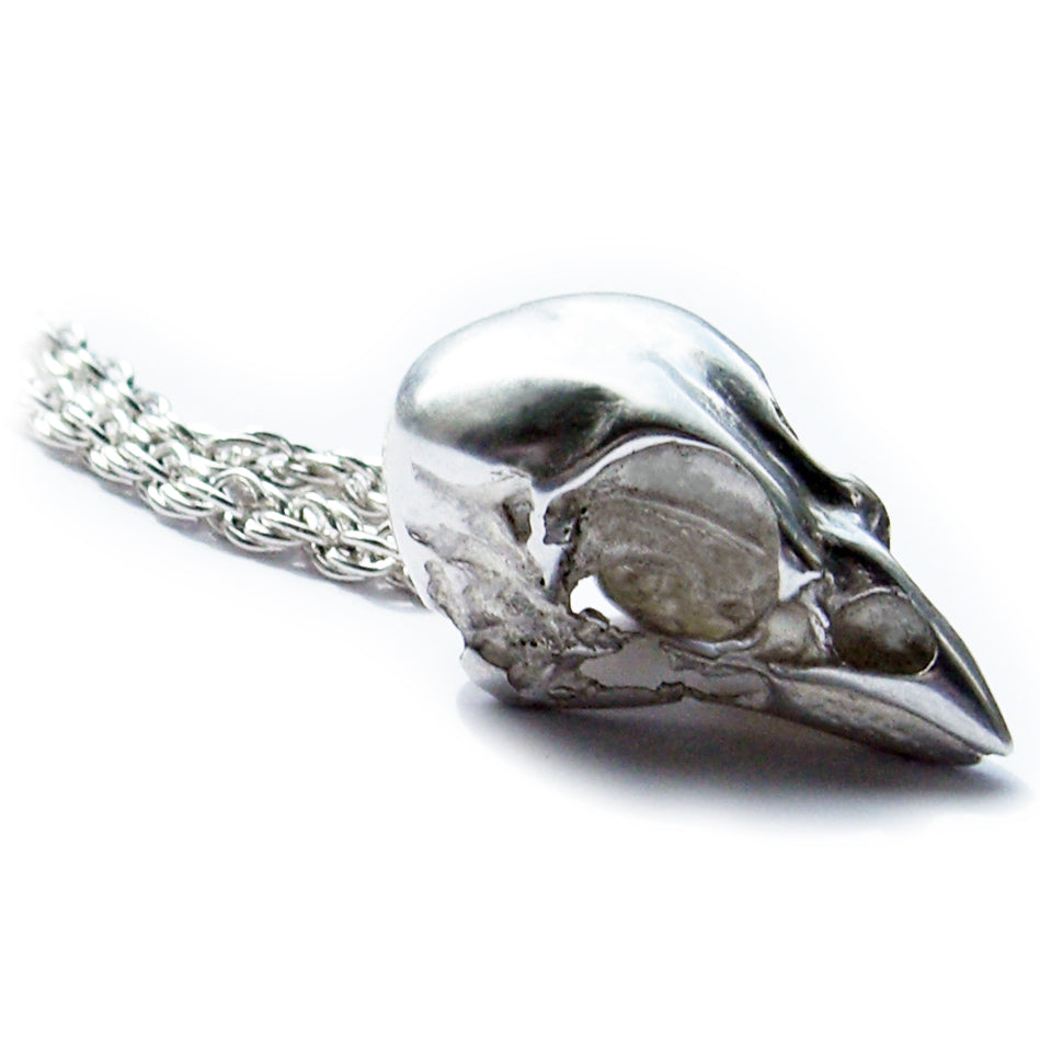 Sterling Silver Sparrow Bird Skull Pendant