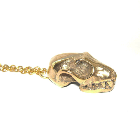 Gold Vermeil Fruit Bat Skull Pendant
