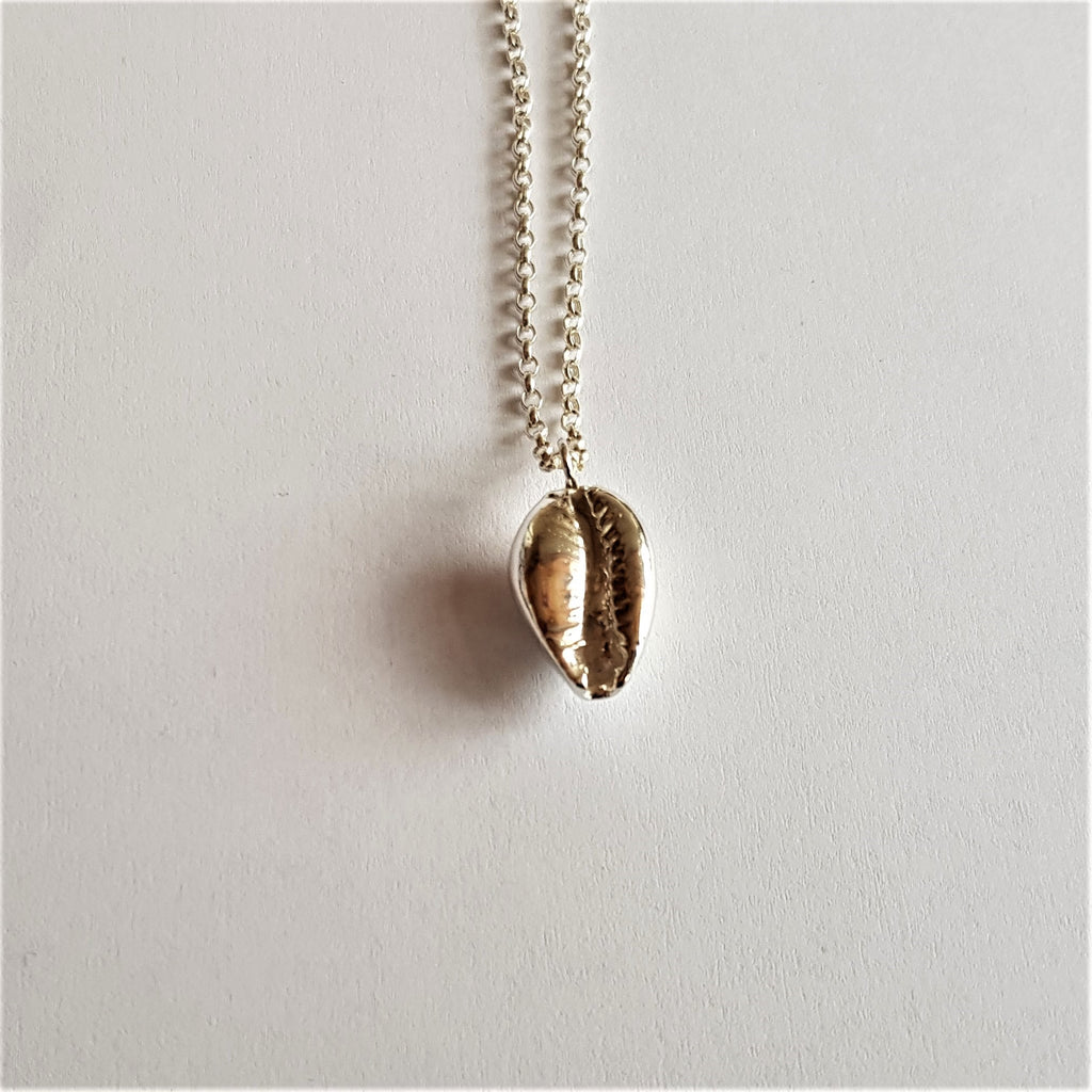 Cowrie Shell Pendant, Sterling Silver