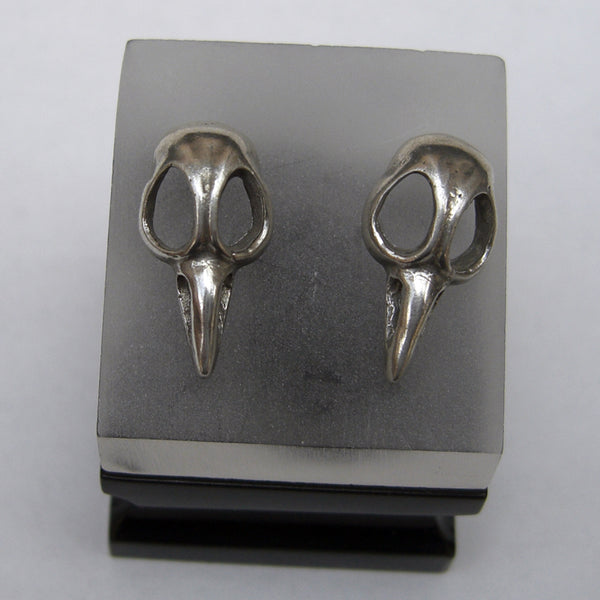 Sterling Silver Bird Skull Stud Earrings