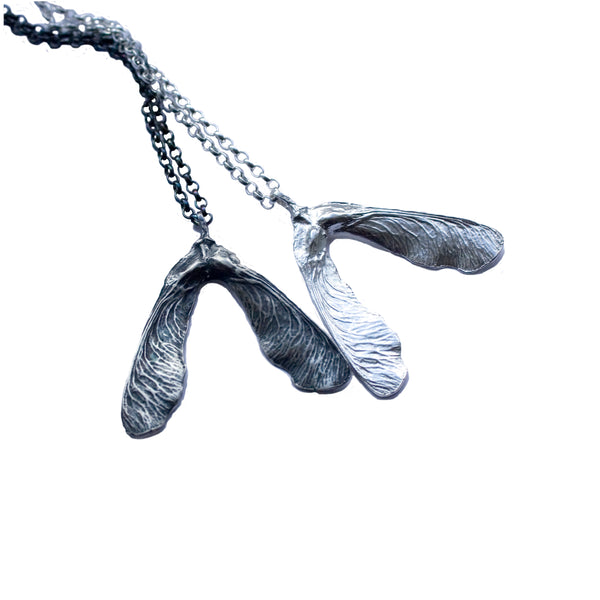 Sterling Silver Single Leafed Sycamore Pod, Pendant